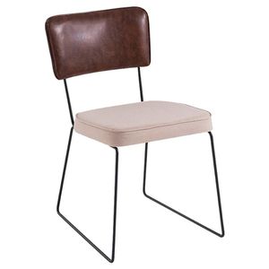 Cadeira Decorativa Pes Preto F53x1 Linho Bege Corano Marrom Dmobiliario Bege Marrom