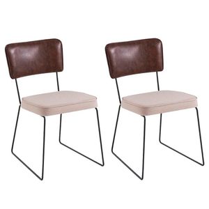 Kit 2 Cadeiras Decorativas F53x1 Linho Bege Corano Marrom Dmobiliario Bege Marrom
