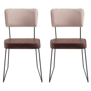 Kit 2 Cadeiras Decorativas F53x1 Corano Marrom Linho Bege Dmobiliario Marrom Bege