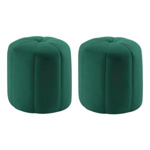 Kit 2 Puff Puf Para Sala P09 Veludo Verde Dmobiliario Verde