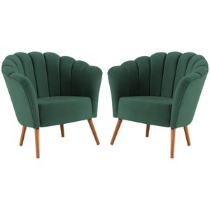 Kit 2 Poltronas Decorativas Pes Tauari 7048 Veludo Verde Dmobiliario Verde