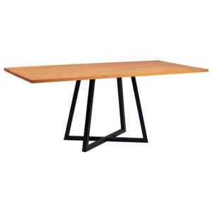 Mesa Jantar Cozinha I08 Madeira Taeda 180x77 Cm Mell Aço Preto Dmobiliario Mell
