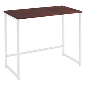 Escrivaninha F83 Madeira Taeda Castanho 80x75 Cm Base Aço Branco Dmobiliario Castanho Branco
