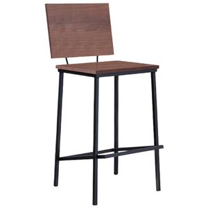 Banqueta Alta Base Aço Preto I01 Madeira Taeda Castanho Dmobiliario Castanho