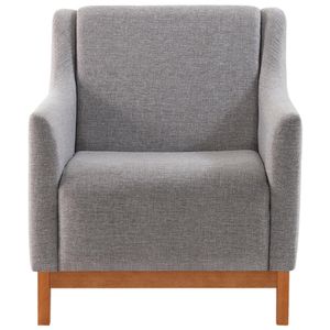 Poltrona Decorativa Base Madeira Mell 7045 Linho Cinza Dmobiliario Cinza