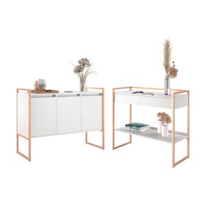 Kit Buffet E Aparador Industral Plis Branco Cobre