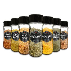 Pote Tempero Kit 8 Potes+24 Etiquetas Adesivas Preta