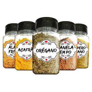 Pote Tempero Kit 12 Potes+24 Etiquetas Adesivas Q170 Branca