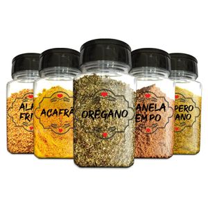 Pote Tempero Kit 8 Potes+24 Etiquetas Adesivas Transparente