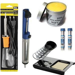Kit Ferramentas Ferro Solda Tubetes Sugador Suporte E Pasta  Voltagem 220v 40w