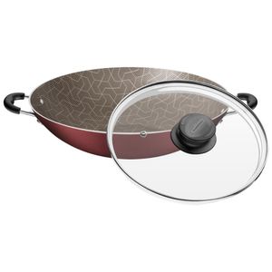 Wok Tramontina Paris Em Alumínio Com Max Vermelho Com Tampa