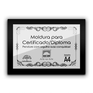 1 Certificado/Diploma A4 Com Tela De Acetato E Mdf Titulo Moldura Preta
