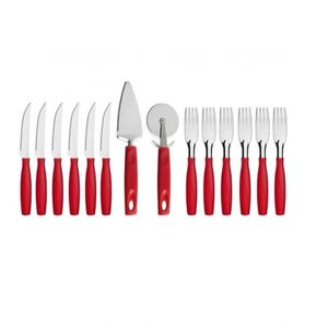Kit Pizza 14 Peças Em Aço Inox - Brinox Vermelho