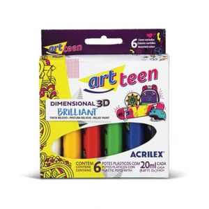 Tinta Dimensional Briliante 6 Cores - Acrilex