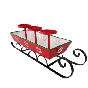 Trenó Porta Velas Para Arranjo De Natal 49cm