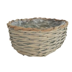 Cesto Aramado Vime E Palha Natural Alt 12cm X Lar 18cm X Comp 21cm