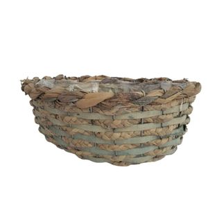Cesto Aramado Vime E Palha Natural Alt 11cm X Lar 20cm X Comp 25cm