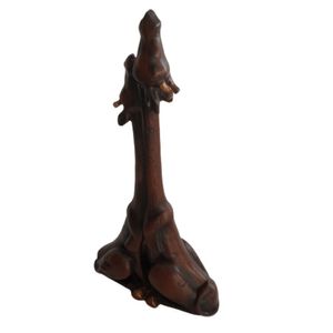 Estatua Casal Girafas "arte" Pintura Amadeirada 29cm