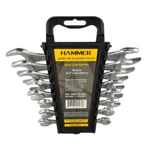 Jogo De Chave Fixa Hammer 6 A 22mm 8 Peças