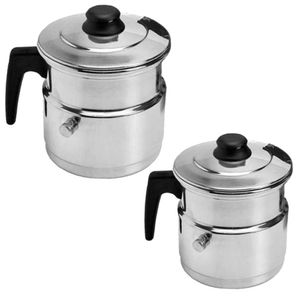 Kit Leiteira Térmica Apito Alumínio Leite Chá 1500 E 3500ml