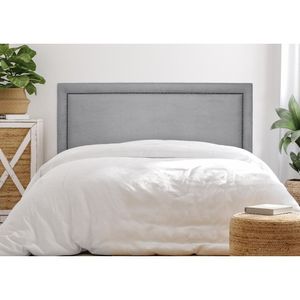 Cabeceira Casal Estofada Para Cama Box Reta Luxo Com Tachas 140x60cm Cinza/fumê