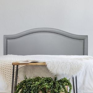 Cabeceira Queen Estofada Para Cama Box Com Tachas 160x60cm Curva Luxo Cinza/fumê
