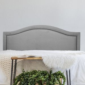 Cabeceira Queen Estofada Para Cama Box Com Tachas 160x60cm Curva Luxo Cinza/fumê