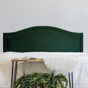 Cabeceira Casal Estofada Para Cama Box Curva Luxo Com Tachas 140x60cm Verde/fumê