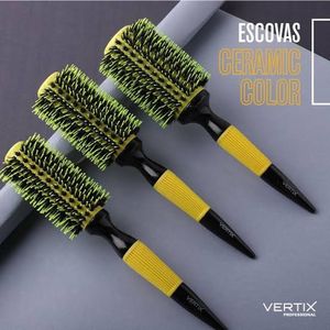 Kit 03 Escovas De Cabelo Vertix Ceramic Colo27-33-43