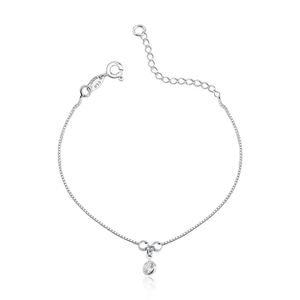 Tornozeleira Bolas 3mm Ponto De Luz Prata 925 - 25cm