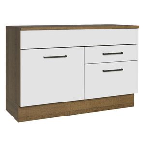 Balcão De Pia Cozinha 1 Porta E 2 Gavetas (com Tampo) Rustic/branco Agata Madesa Rustic/branco