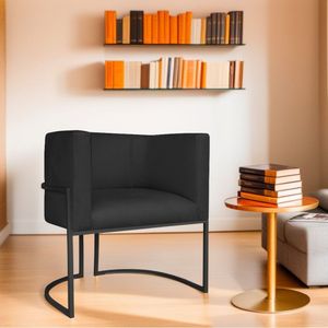 Poltrona Decorativa Base De Ferro Suede Munique Preto