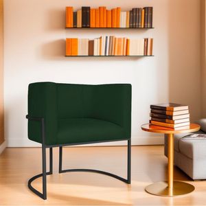 Poltrona Decorativa Base De Ferro Suede Munique Verde/preto