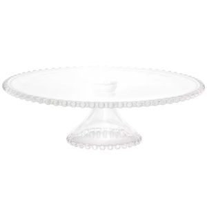 Prato Para Bolo Pearl Com Pedestal Em Cristal 31 Cm Wolff Transparente
