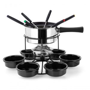 Aparelho De Fondue Inox Carroussel Base Giratória 17 Peças Fondue Salgado óleo Carnes Kit Conjunto
