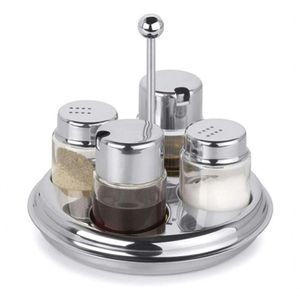 Galheteiro De Mesa Com 4 Vidros Azeite Vinagre Sal Pimenta Salada Forma Saleiro Vinagreiro Azeiteiro