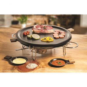 Racleteira Raclette Grill 8 Peças 37cm Antiaderente Chapa Fondue Pedra Raclet Alto Padrão Qualidade