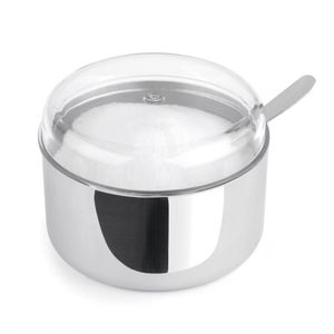 Açucareiro De Aço Inox 350g Com Colher Tampa Porta Açucar Cozinha Casa Multiuso Temperos Chá Café