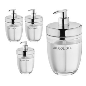 Kit 4 Dispenser álcool Gel 350ml Multiuso Sabonete Líquido Conjunto Detergente Dosador Dispensador