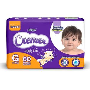 Fralda Descartável Cremer Magic Care G 60 Unidades 7 A 11 Kg
