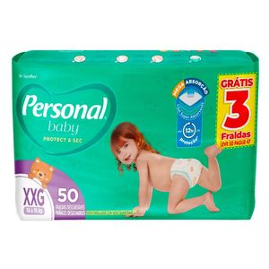 Fralda Descartável Personal Baby Protect & Sec Xxg 50 Unidades 14 A 18 Kg