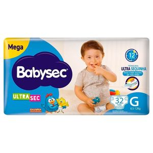 Fralda Descartável Babysec Mega Galinha Pintadinha G 32 Unidades 8,5 A 12kg