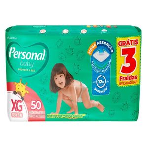 Fralda Descartável Personal Baby Protect & Sec Xg 50 Unidades 11,5 A 15kg