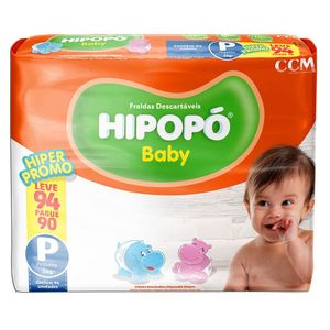 Fralda Descartável Hipopó Baby P 94 Unidades 5kg