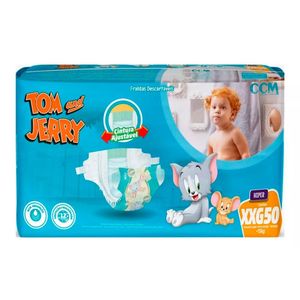 Fralda Descartável Tom And Jerry Xxg 50 Unidades Acima De 15kg