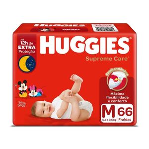 Fralda Descartável Huggies Supreme Care Hiper M 66 Unidades 5,5 A 9,5kg