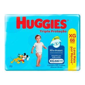 Fralda Descartável Huggies Tripla Proteção Hiper Xg 66 Unidades 12 A 15kg