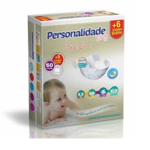 Fralda Descartável Personalidade Baby Total Care Super M 60 Unidades 5 A 9kg