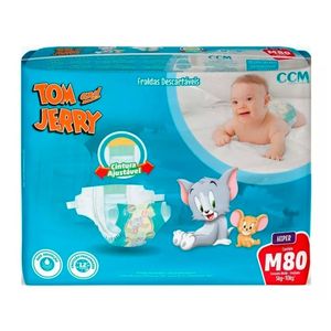 Fralda Descartável Tom And Jerry M 80 Unidades 5 A 10kg