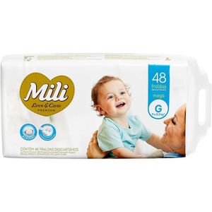 Fralda Descartável Mili Love & Care Premium G 48 Unidades 9 A 12,5kg